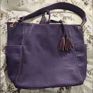 Laggo Purple Tote with Textured Leather and Tassel